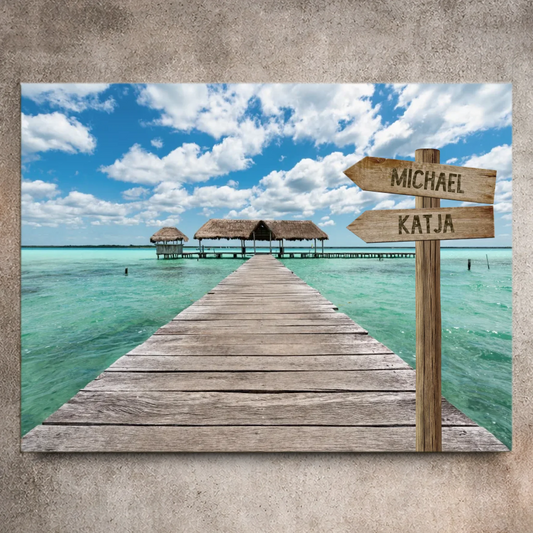 Personalisierbare Leinwand Wegweiser Meer