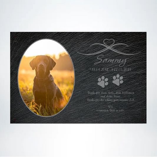 Hunde Gedenktafel mit Foto oval 30x20 cm - Vechteshop