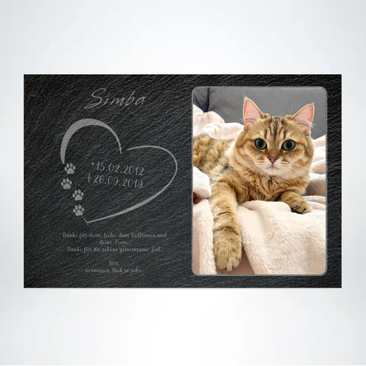 Katzen Gedenktafel mit Foto rechteckig 30x20 cm - Vechteshop