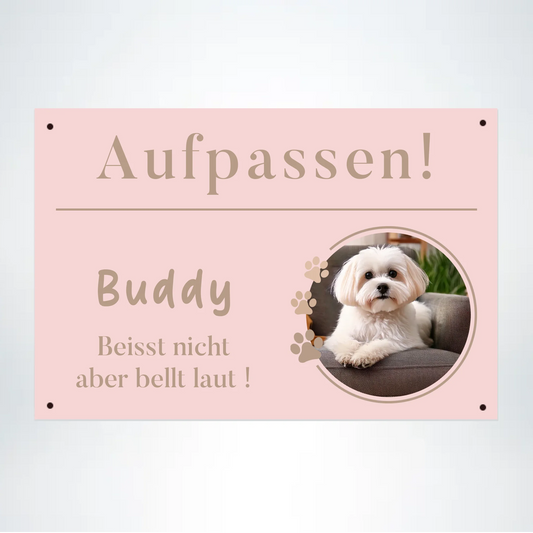 Hundeschild mit Foto rund rose 30x20 cm - Vechteshop