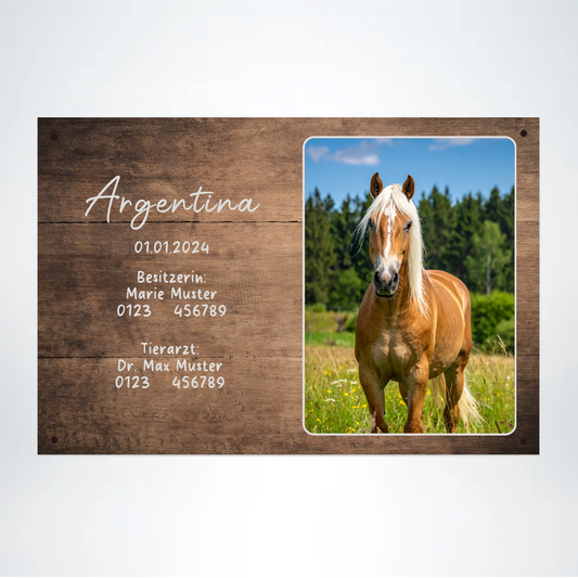Schild für Pferdebox rechteckig 30x20 cm - Vechteshop