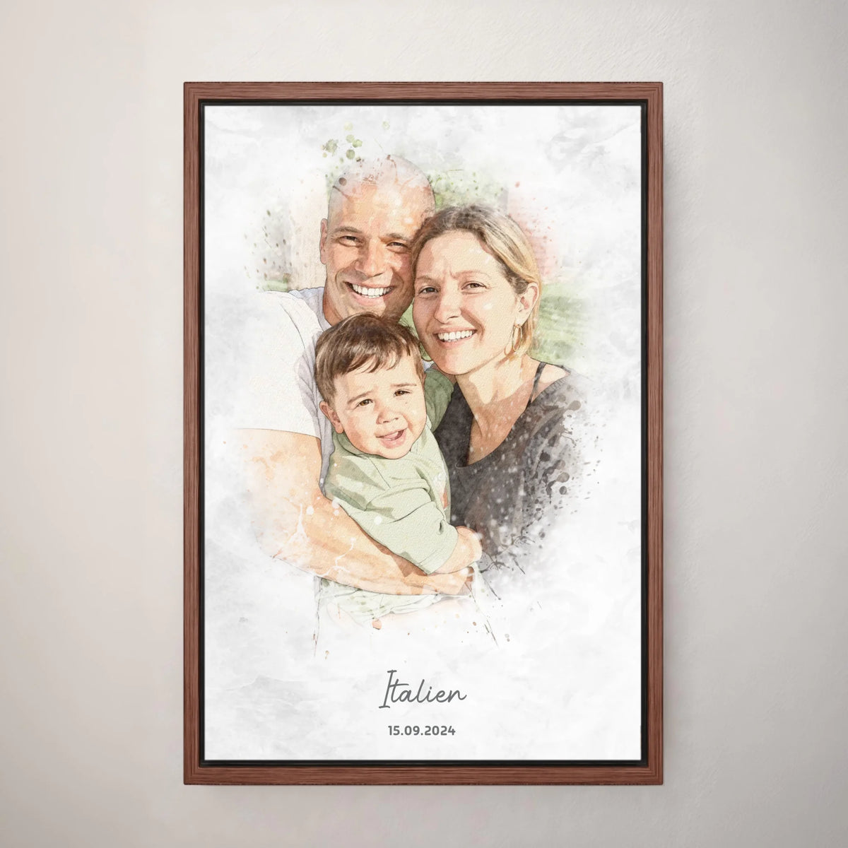 Personalisiertes Leinwand Bild im Aquarell-Syle mit Rahmen