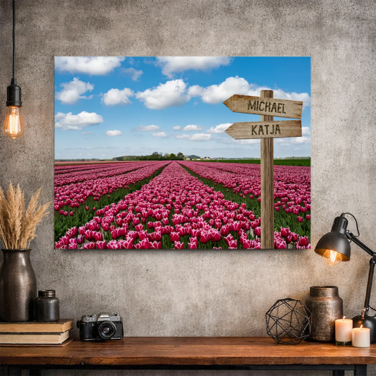 Personalisierte Leinwand "Tulpenfeld" - Vechteshop