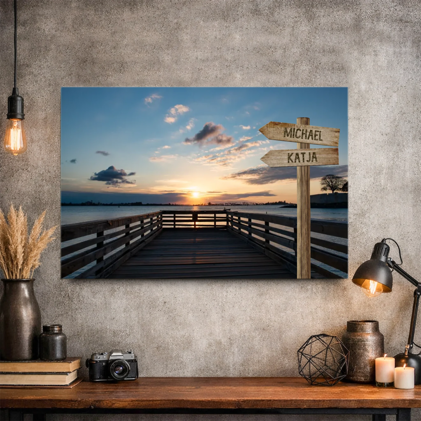 Personalisierbare Leinwand Wegweiser