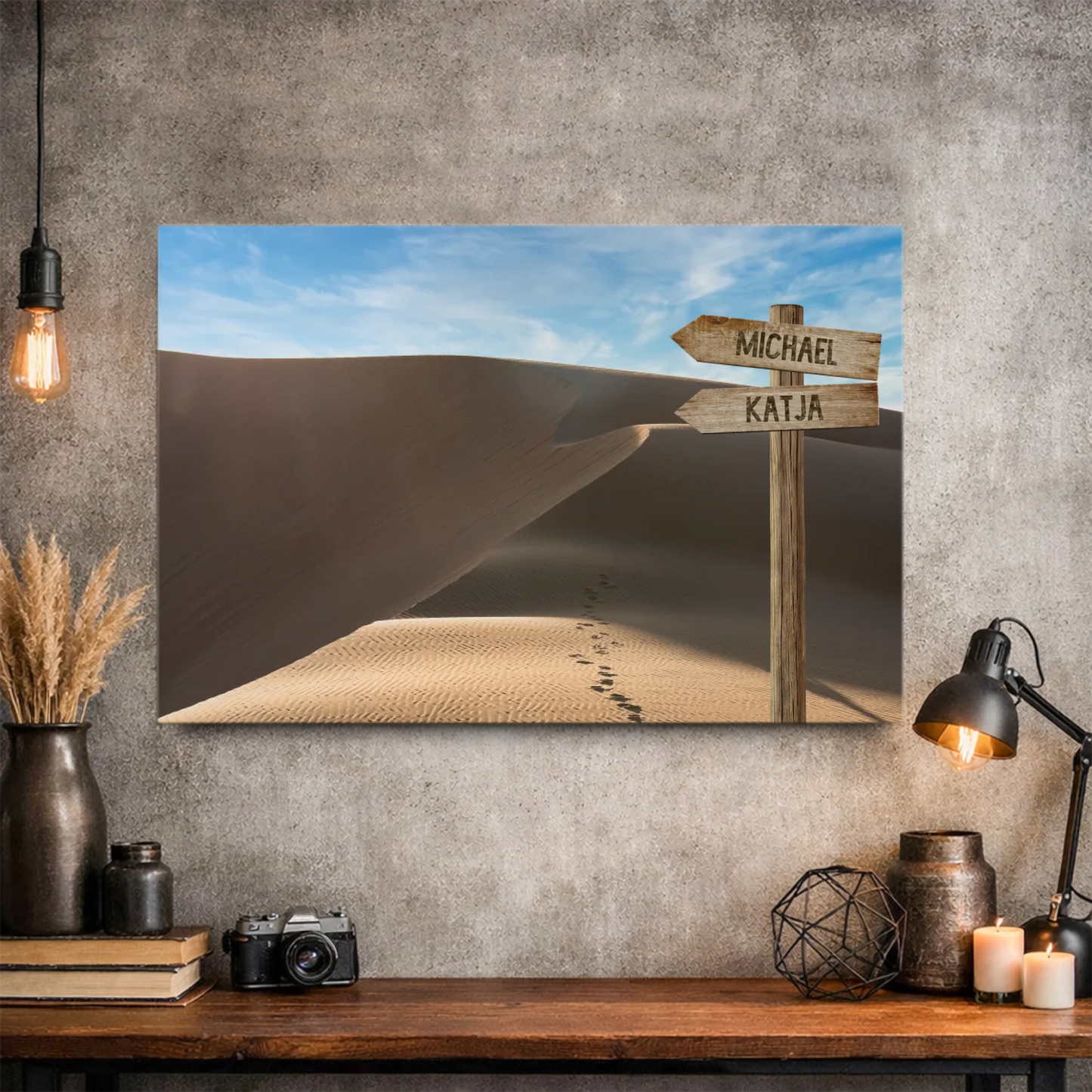 Personalisierbare Leinwand Wegweiser