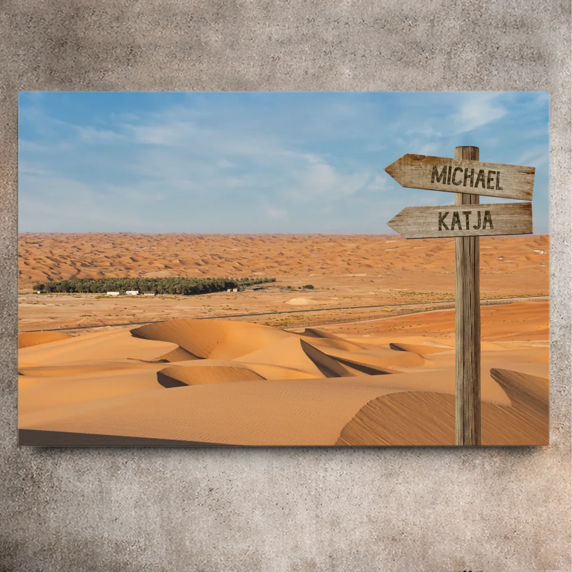 Wegweiser Leinwandbild personalisiert mit Namen 