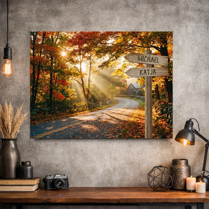 Personalisierbare Leinwand Wegweiser Lichtung