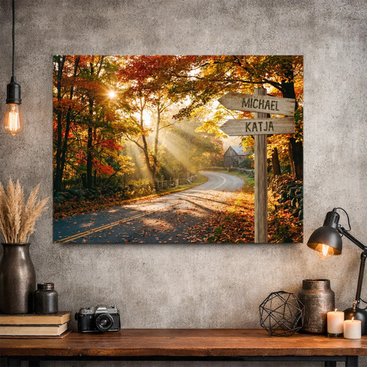 Personalisierbare Leinwand Wegweiser Lichtung