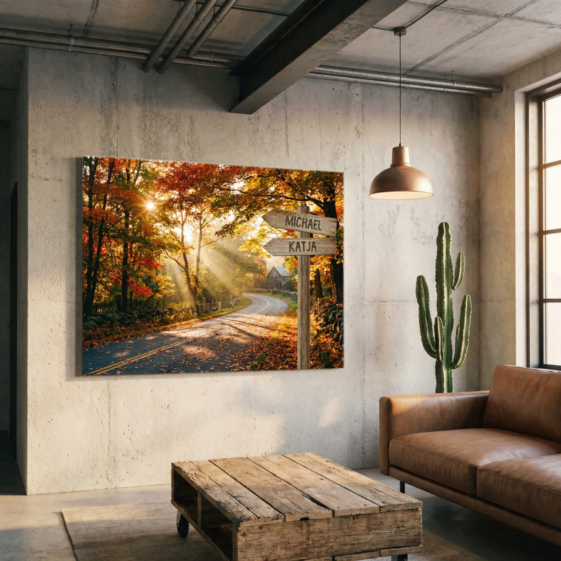 Personalisierbare Leinwand Wegweiser Lichtung
