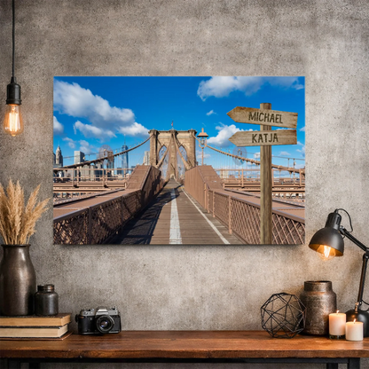 Personalisierbare Leinwand Wegweiser Stadt
