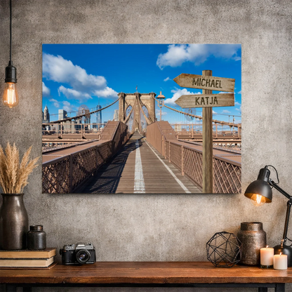 Personalisierbare Leinwand Wegweiser Stadt