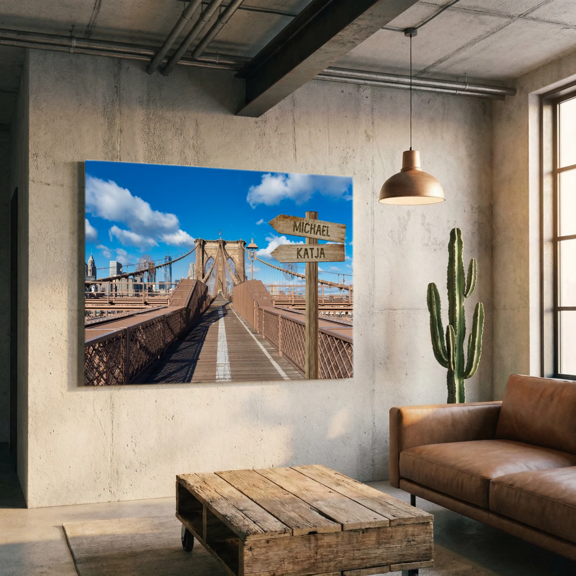Personalisierbare Leinwand Wegweiser Stadt