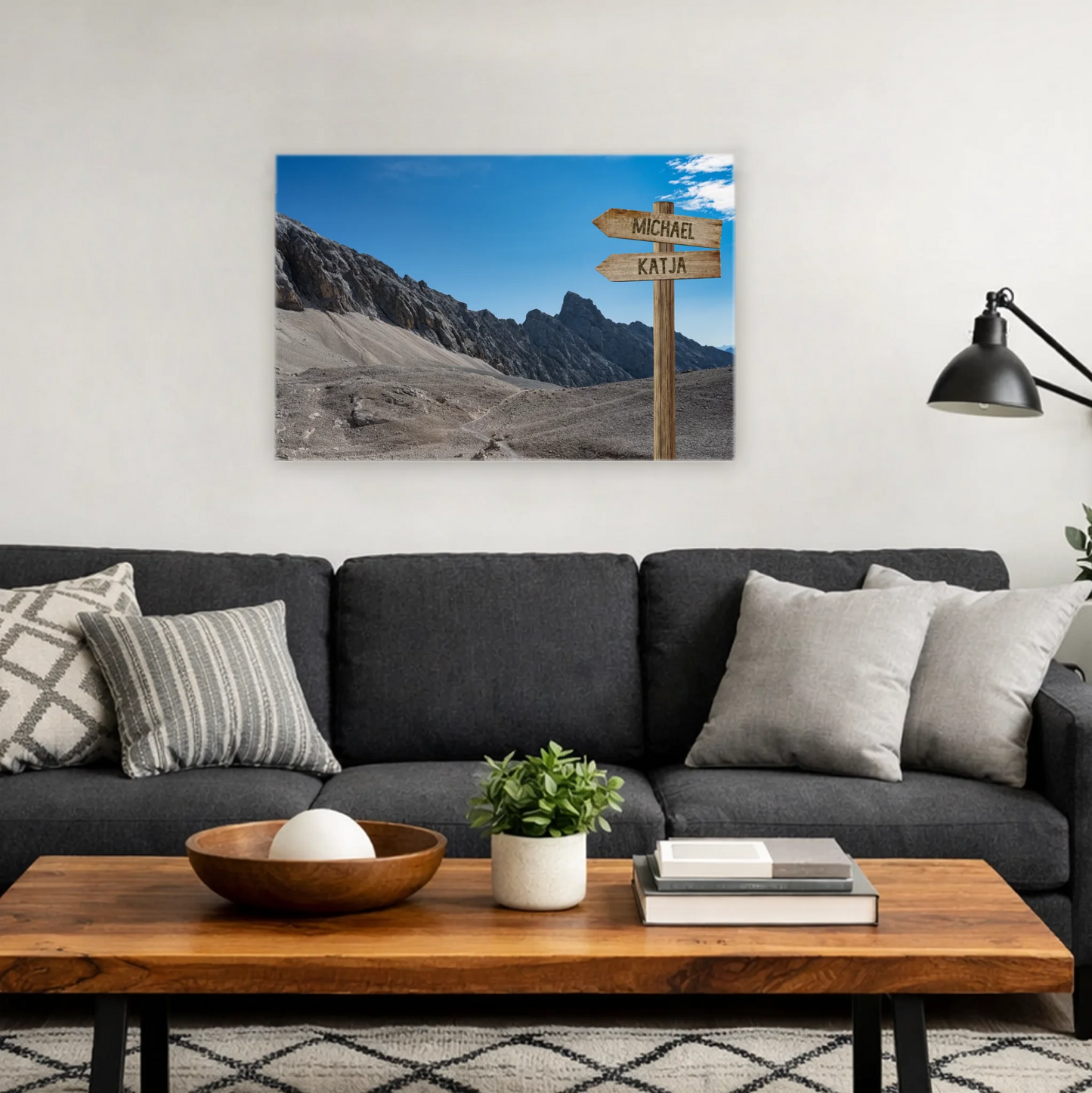 Personalisierbare Leinwand Wegweiser Felsen