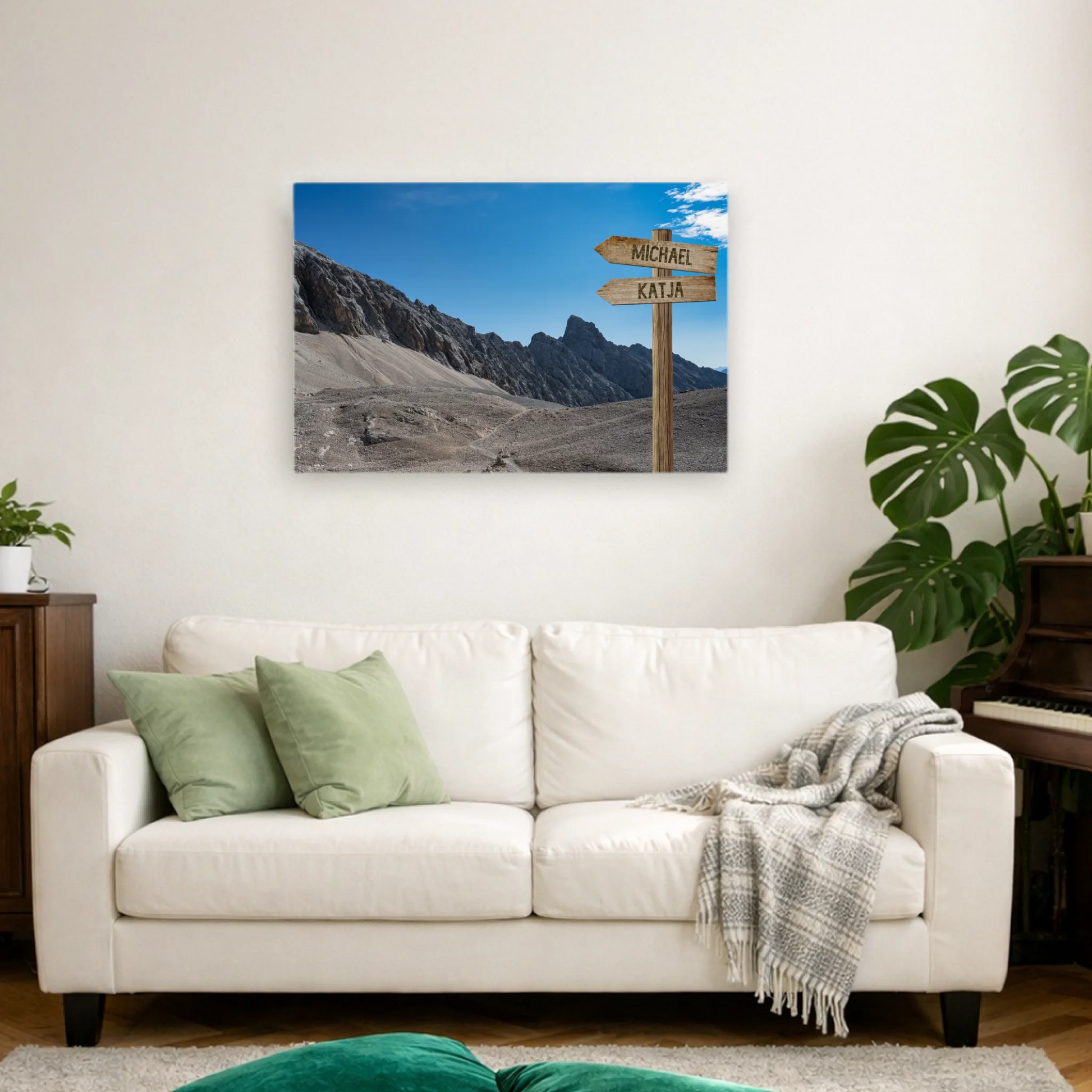 Personalisierbare Leinwand Wegweiser Felsen
