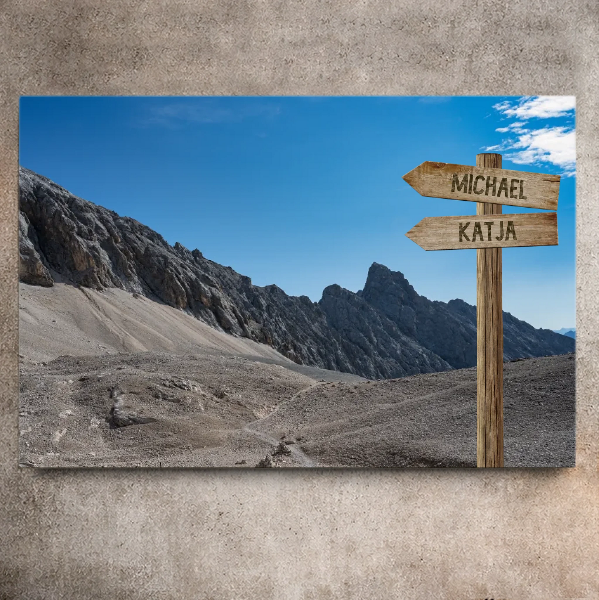 Personalisierbare Leinwand Wegweiser Felsen