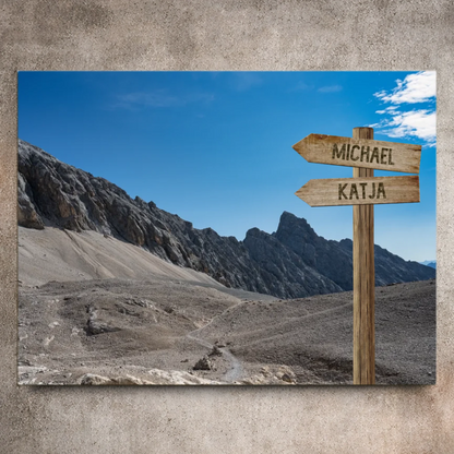 Personalisierbare Leinwand Wegweiser Felsen