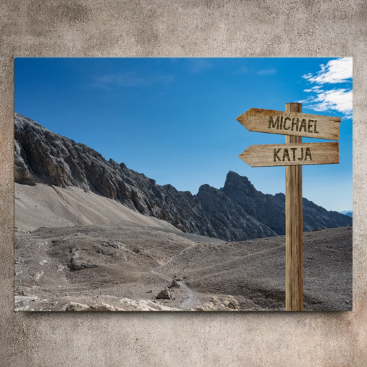 Personalisierbare Leinwand Wegweiser Felsen