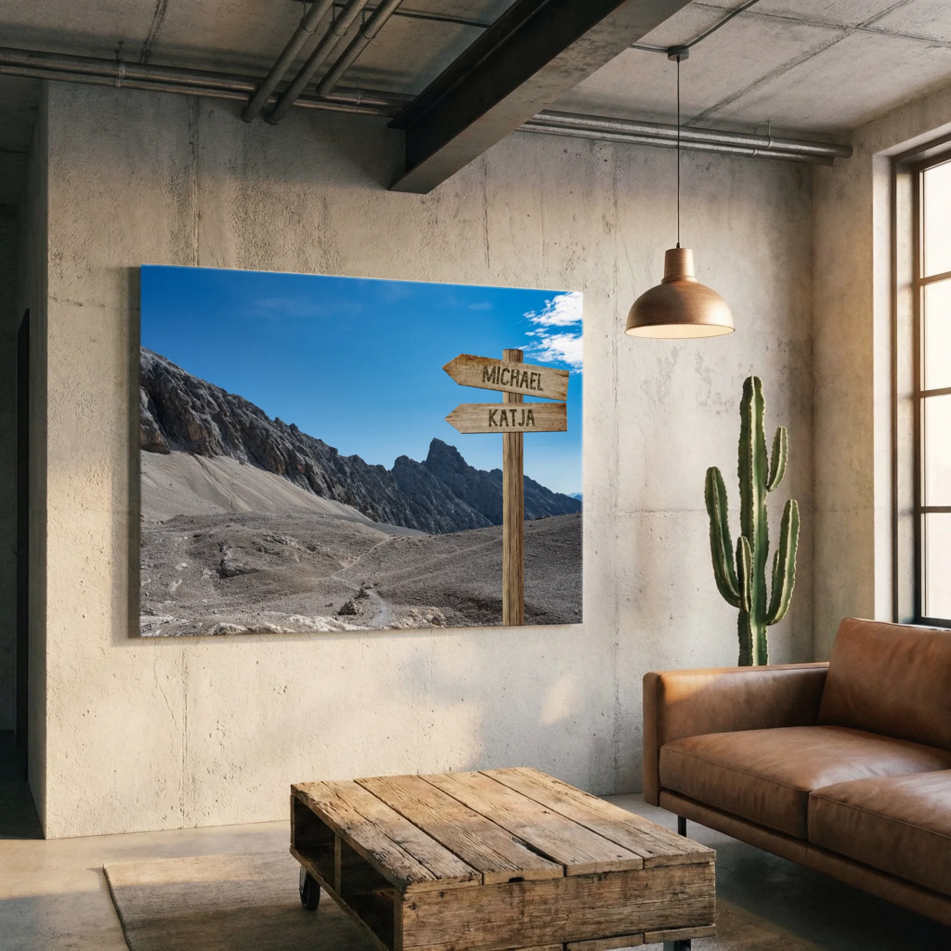 Personalisierbare Leinwand Wegweiser Felsen