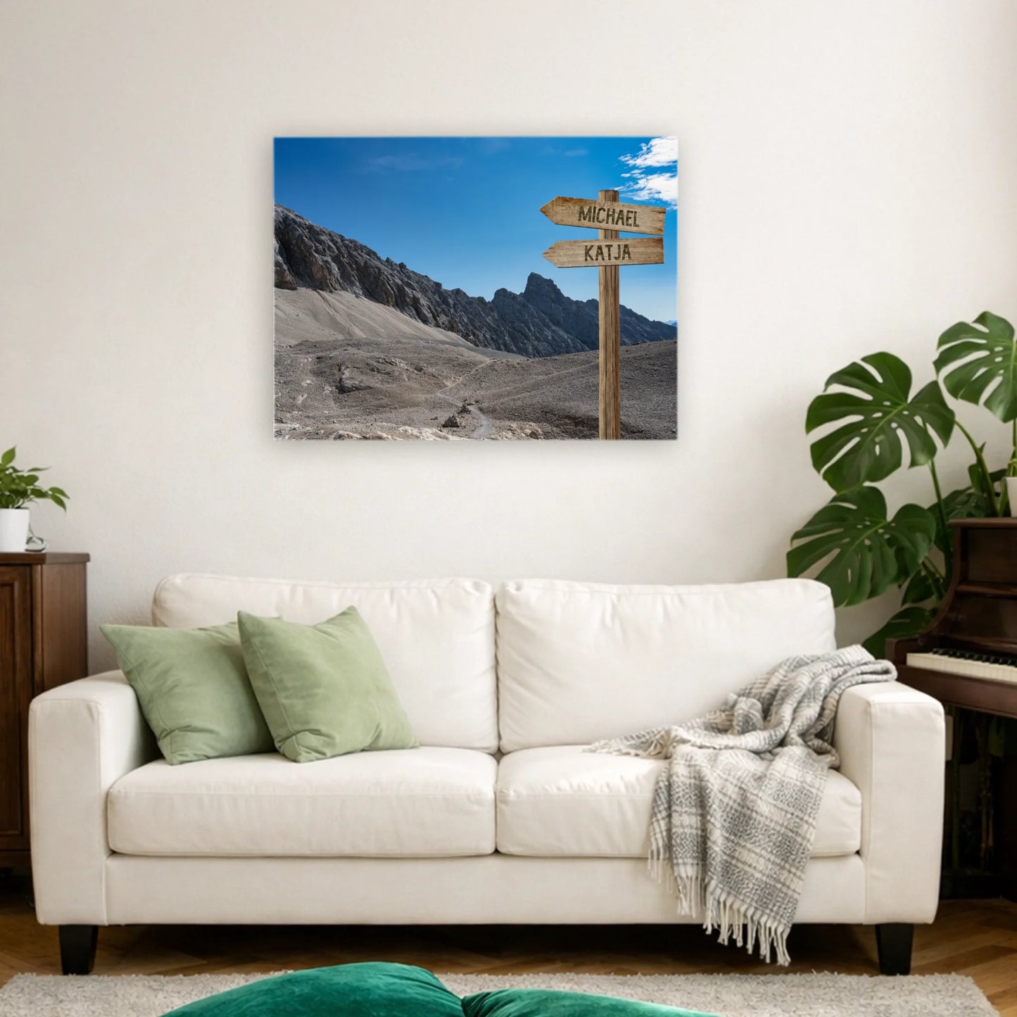 Personalisierbare Leinwand Wegweiser Felsen