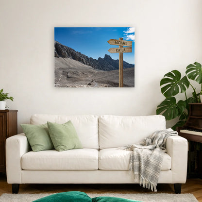 Personalisierbare Leinwand Wegweiser Felsen