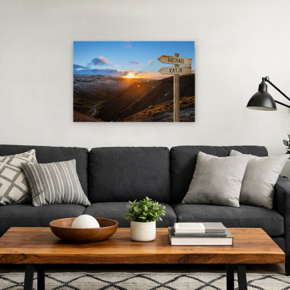 Wegweiser Gebirge personalisierbare Leinwand 