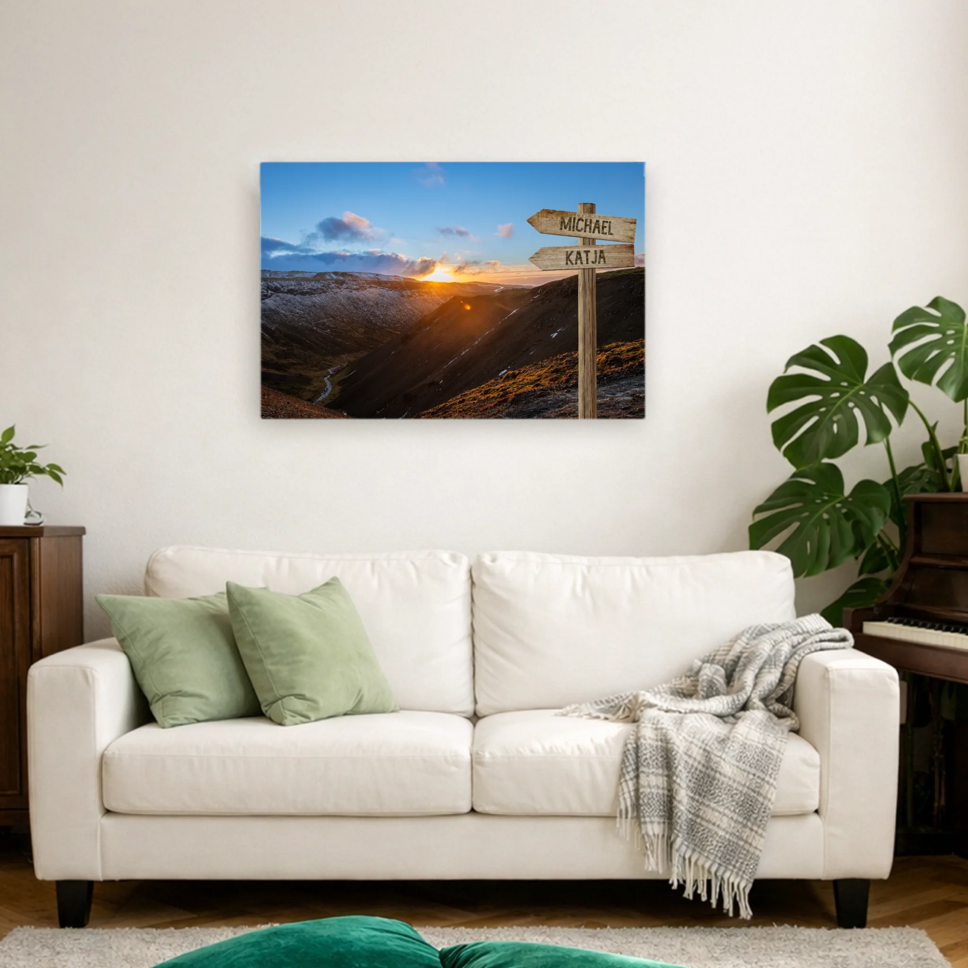 Wegweiser Gebirge personalisierbare Leinwand 