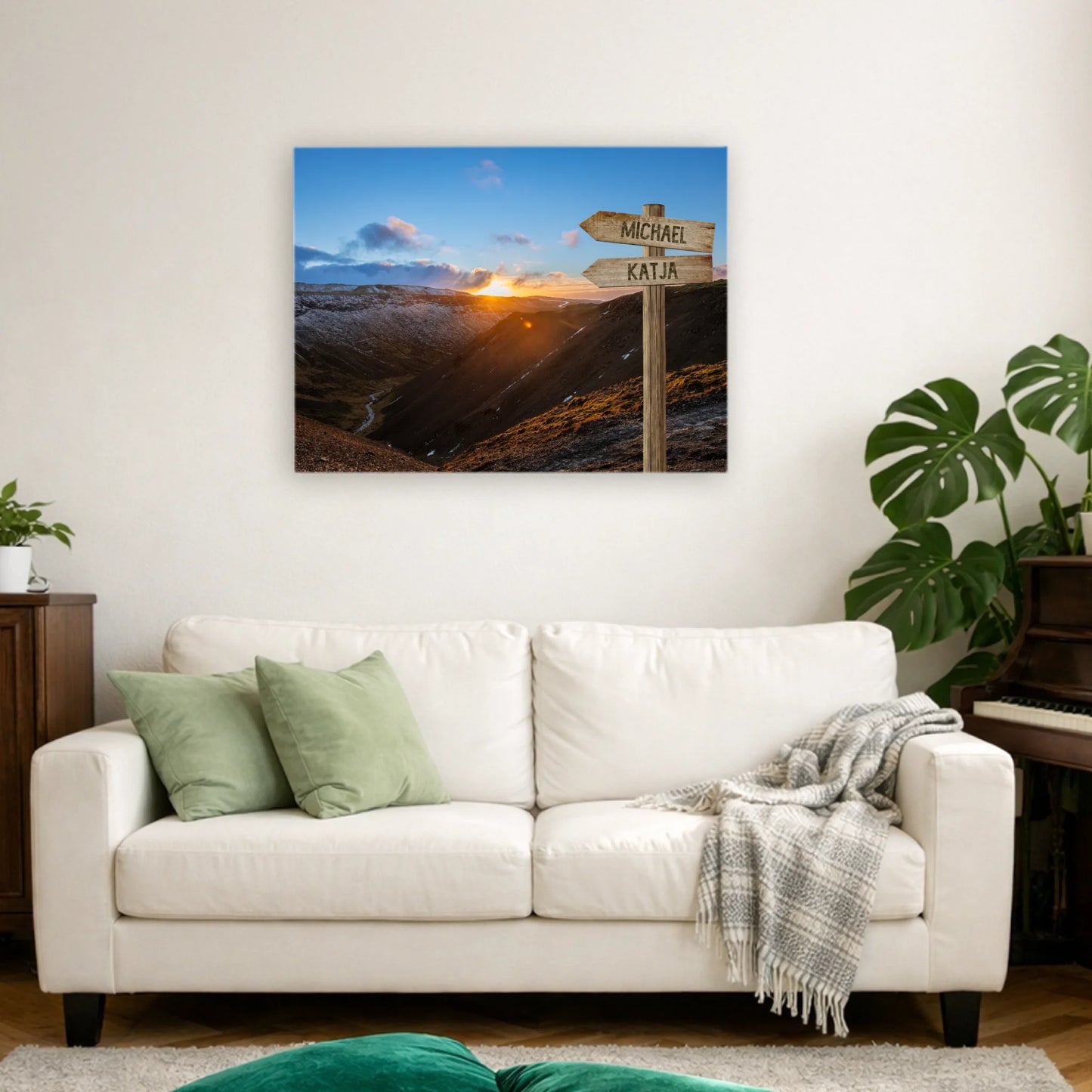 Wegweiser Gebirge personalisierbare Leinwand 