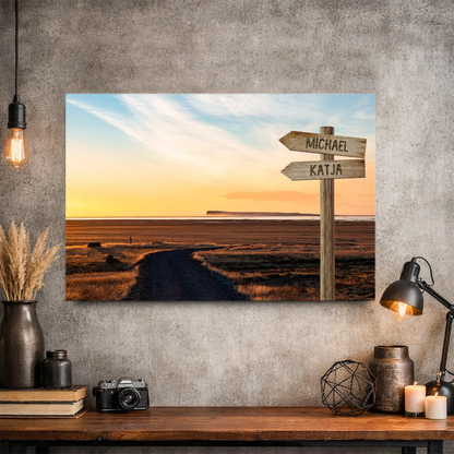 Personalisierbare Leinwand Wegweiser Feld