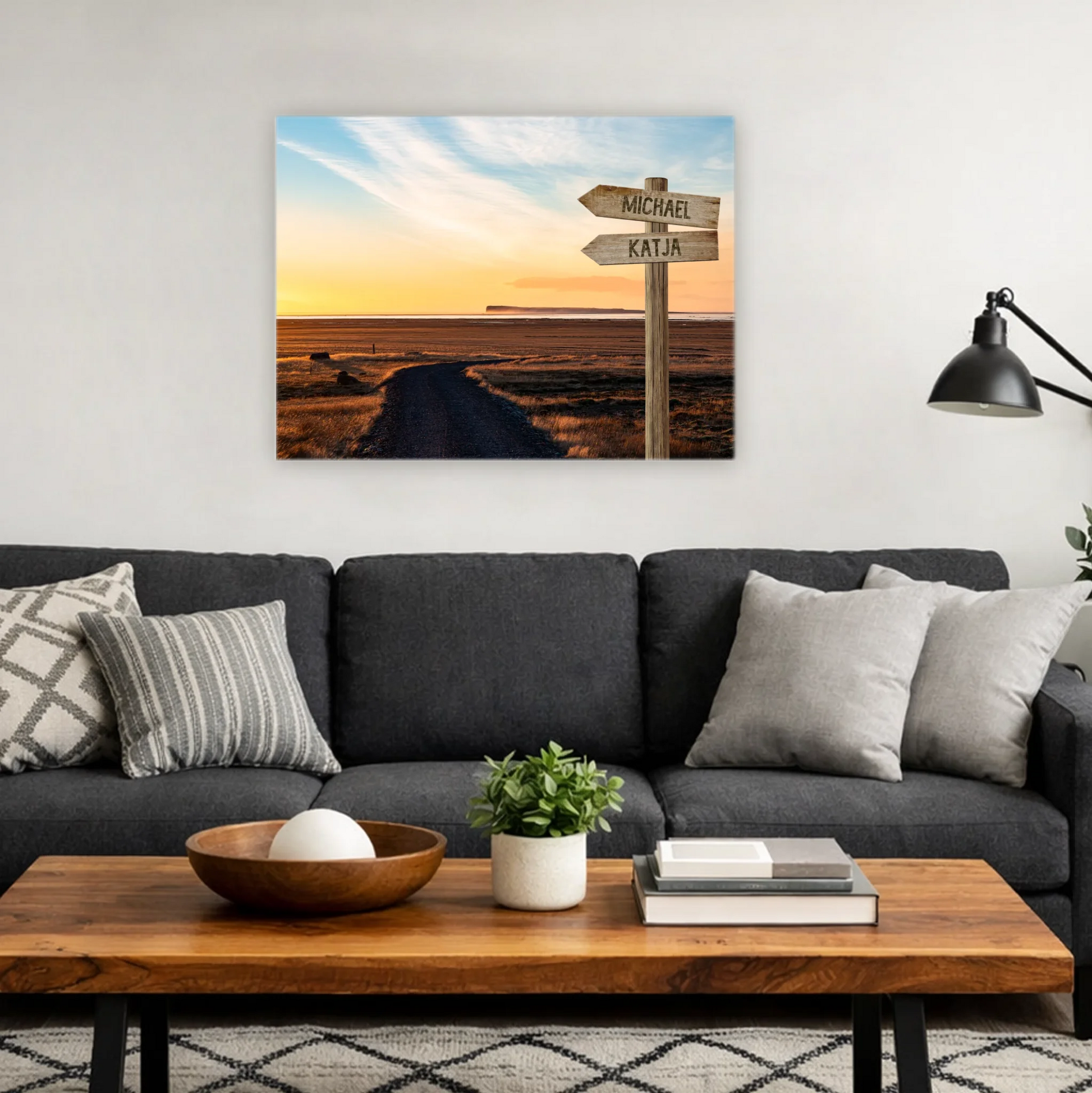 Personalisierbare Leinwand Wegweiser Feld