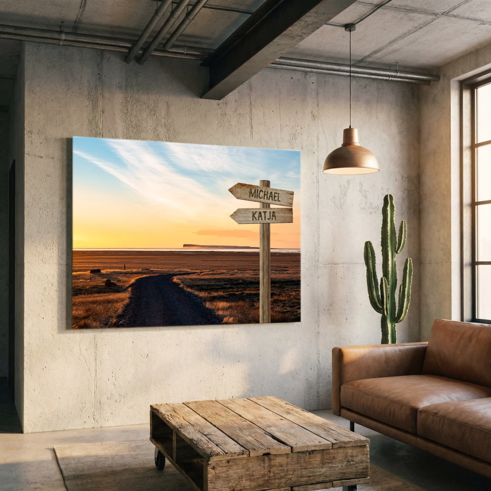 Personalisierbare Leinwand Wegweiser Feld
