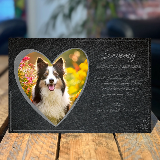 Hunde Gedenktafel Herz mit Foto 30x20 cm - Vechteshop