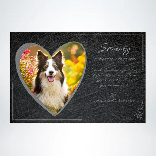 Hunde Gedenktafel Herz mit Foto 30x20 cm - Vechteshop