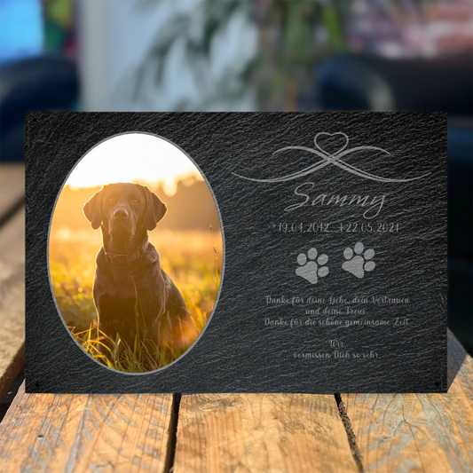Hunde Gedenktafel mit Foto oval 30x20 cm - Vechteshop