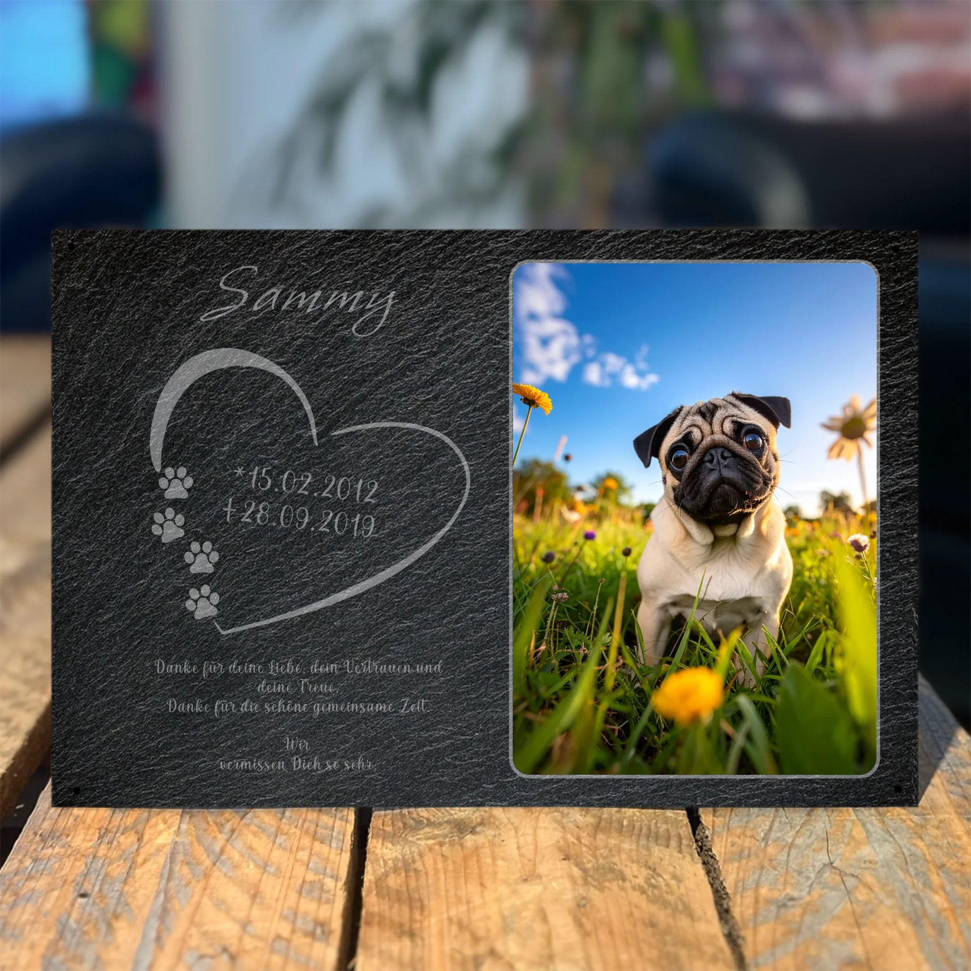 Hunde Gedenktafel mit Foto rechteckig 30x20 cm - Vechteshop