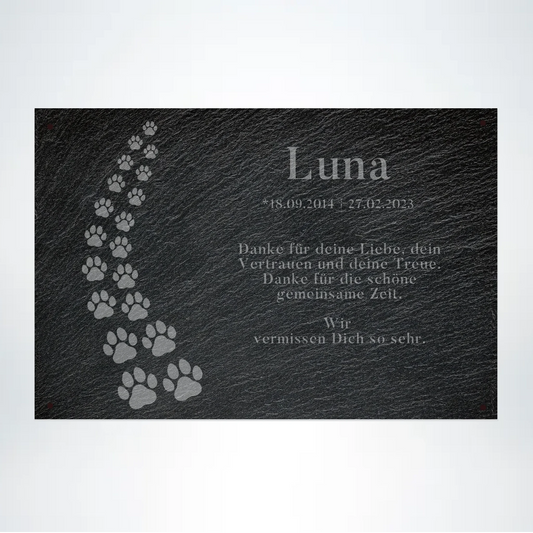 Katzen Gedenktafel mit Spruch Pfoten 30x20 cm - Vechteshop