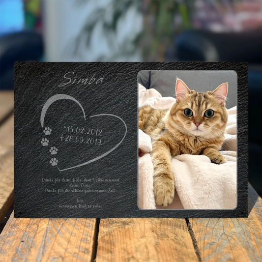 Katzen Gedenktafel mit Foto rechteckig 30x20 cm - Vechteshop