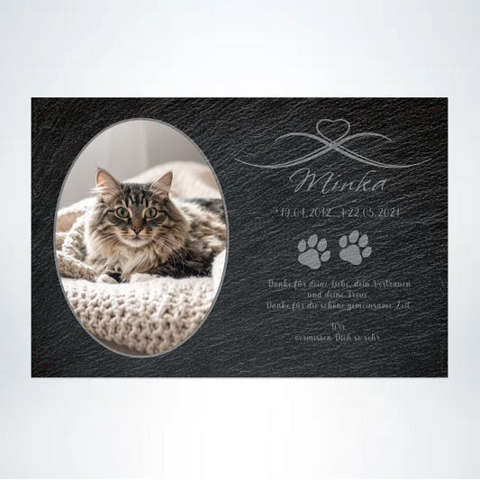Katzen Gedenktafel mit Foto oval 30x20 cm - Vechteshop