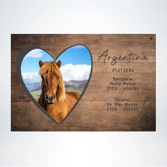 Schild für Pferdebox Herz 30x20 cm - Vechteshop
