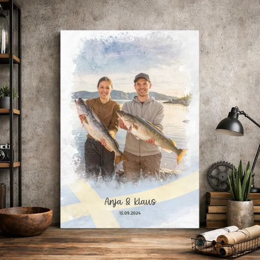 Personalisierte Leinwand - Angeln Schweden - Vechteshop