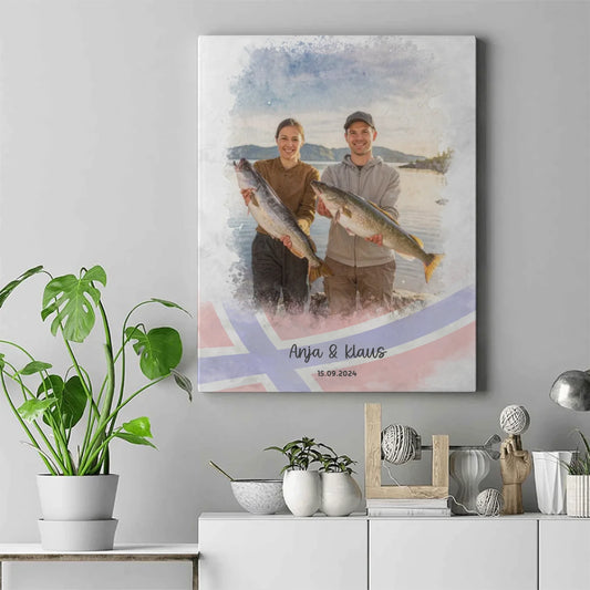 Personalisierte Leinwand - Angeln Norwegen - Vechteshop