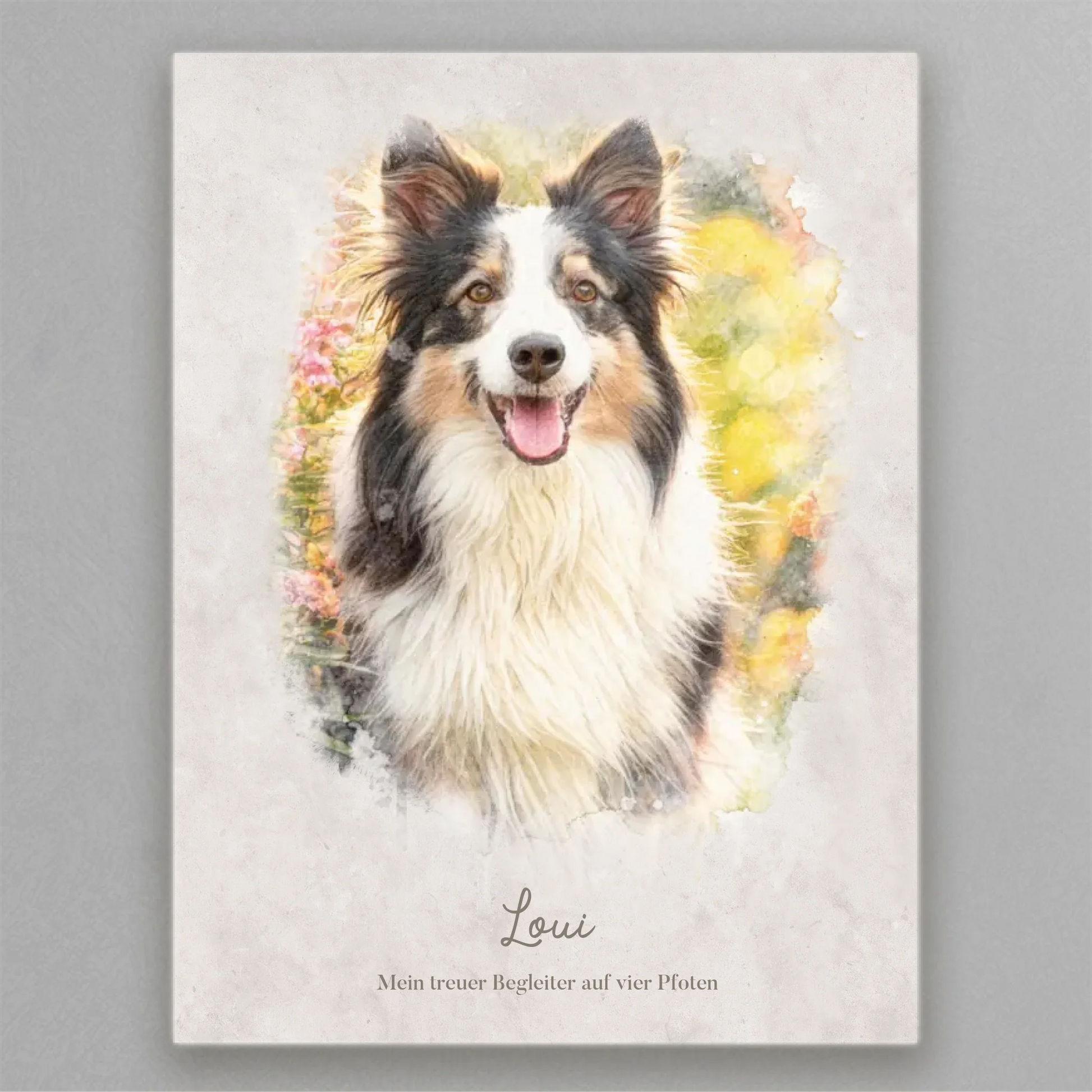 Personalisiertes Leinwandbild "Dein Hund als Kunstwerk im Aquarell-Stil" 