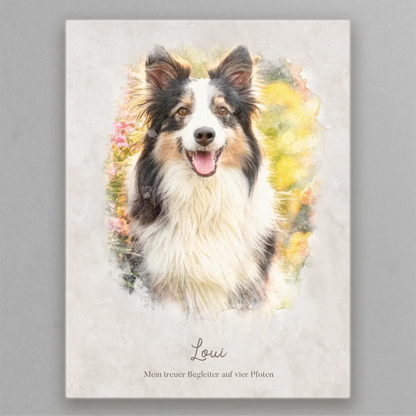 Personalisiertes Leinwandbild "Dein Hund als Kunstwerk im Aquarell-Stil" 