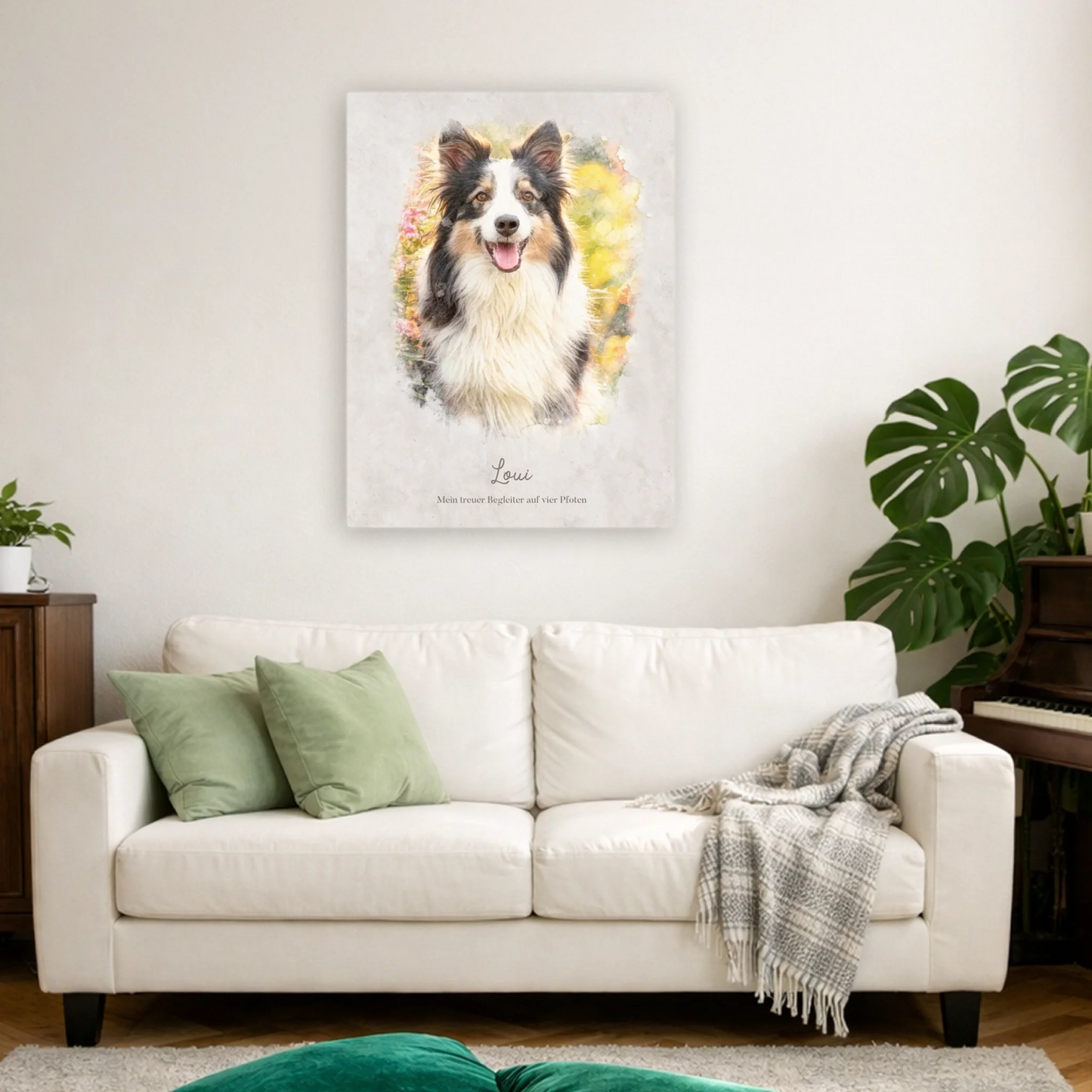 Personalisiertes Leinwandbild "Dein Hund als Kunstwerk im Aquarell-Stil" 