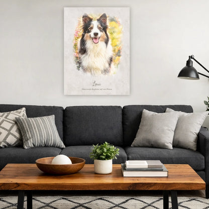 Personalisiertes Leinwandbild "Dein Hund als Kunstwerk im Aquarell-Stil" 