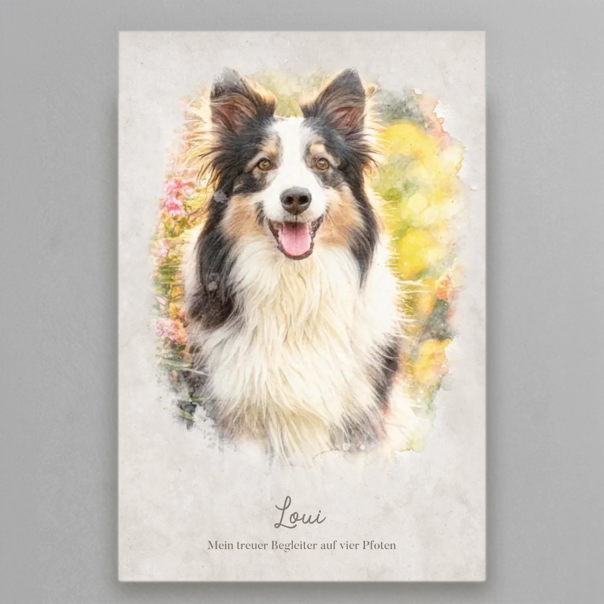 Personalisiertes Leinwandbild "Dein Hund als Kunstwerk im Aquarell-Stil" 