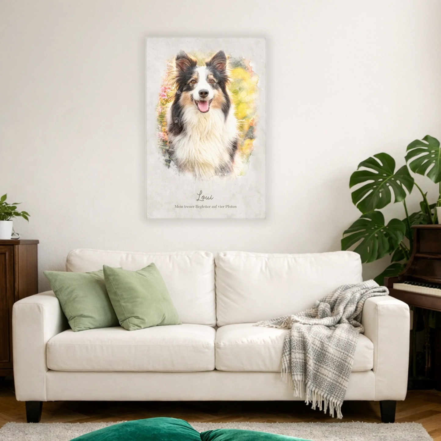 Personalisiertes Leinwandbild "Dein Hund als Kunstwerk im Aquarell-Stil" 