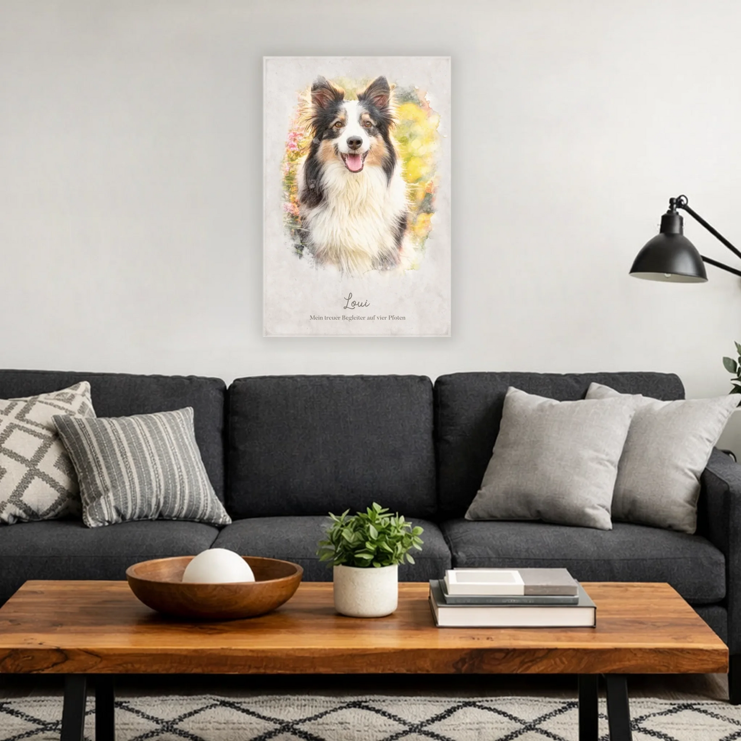 Personalisiertes Leinwandbild "Dein Hund als Kunstwerk im Aquarell-Stil" 
