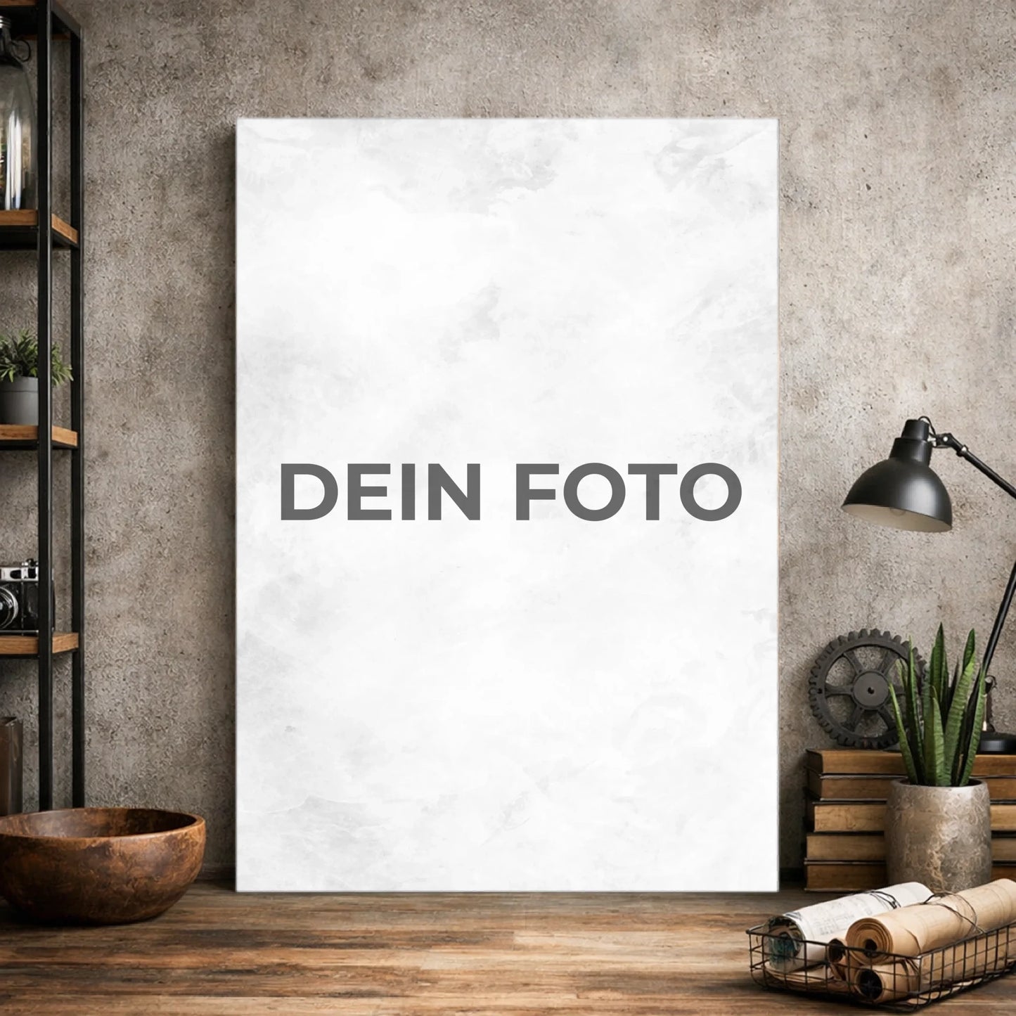 Hochwertiges Leinwandbild mit personalisiertem Foto, Hochformat, ideal für individuelle Wanddekorationen.
