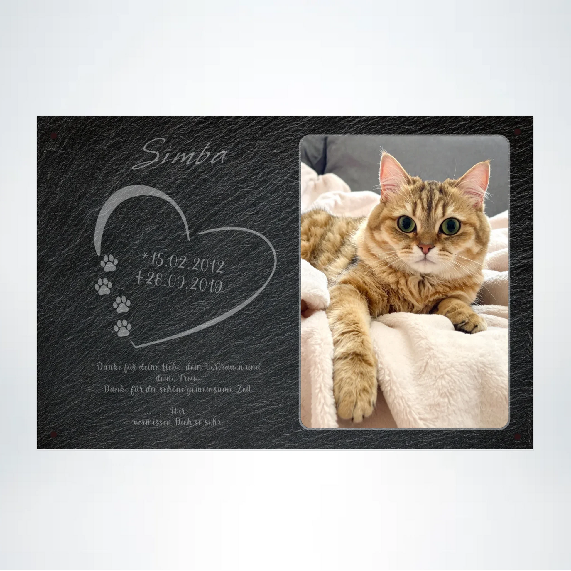 Gedenktafel Katze personalisierbar