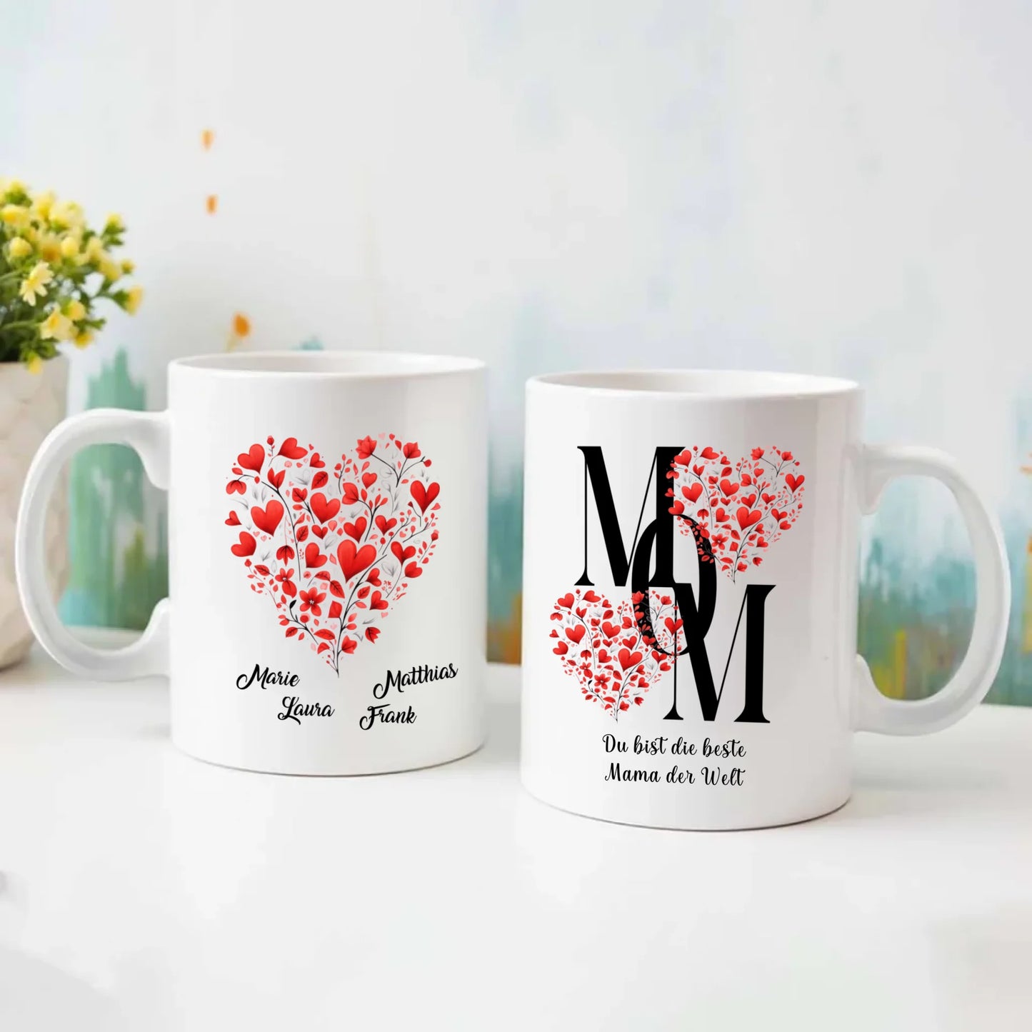 Tasse Kaffeebecher Herz personalisierbar